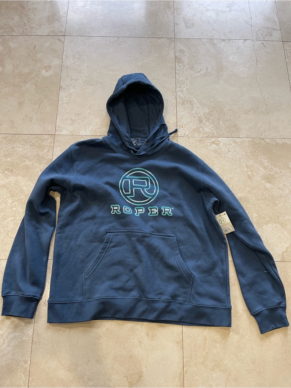 Roper New Womens Blue Pullover Hoodie with Logo